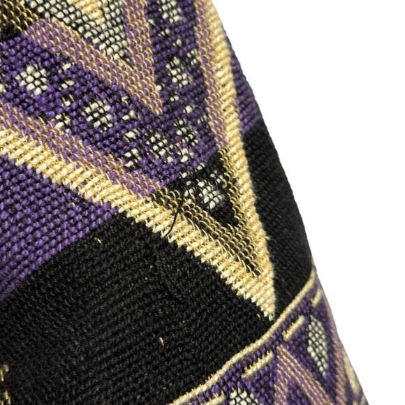 Vintage 90s Fiorlini Black Purple Print 100% Cotton Aztec Woven Blazer Jacket - Picture 11 of 15